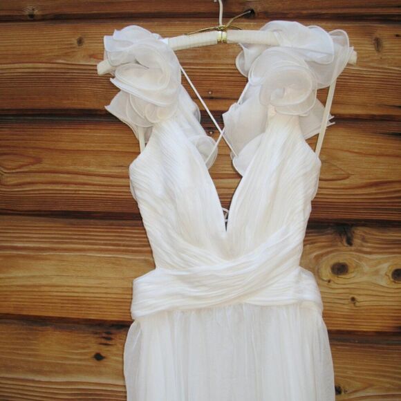 Mac Duggal 67911 Womens  Ruffled Tiered Cut Out Chiffon Gown Dress - Picture 9 of 16